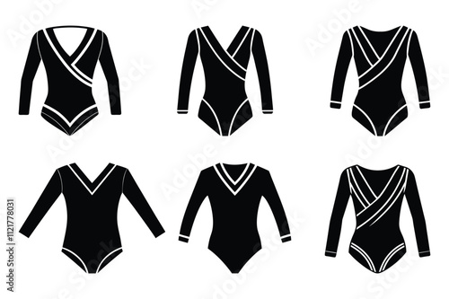 gymnastic leotard silhouette vector illustration
