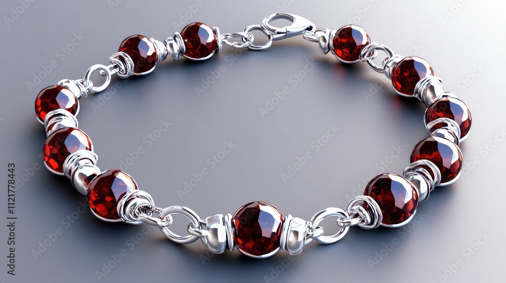 Obraz premium Delicate Garnet Beaded Silver Anklet for Summer Fashion Accessories