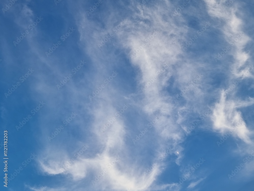Fototapeta premium blue sky high outdoor group of white clouds background in summer abstract gradient light beauty background. beautiful bright cloud and calm fresh wind air