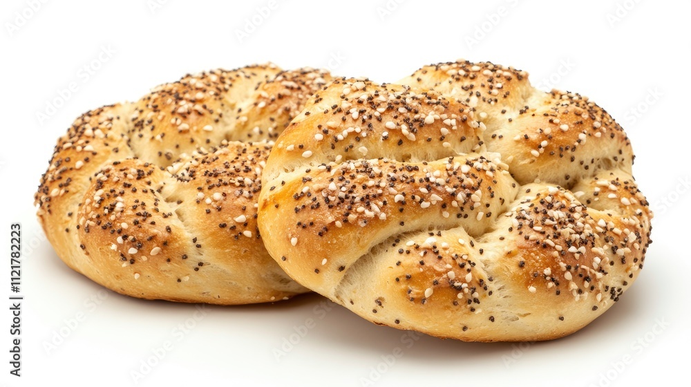 Savory sausage bread rolls sprinkled with seeds on a white background perfect for food photography and culinary themes. Savory sausage bread rolls sprinkled with seeds on a white background perfect for food photography and culinary themes.