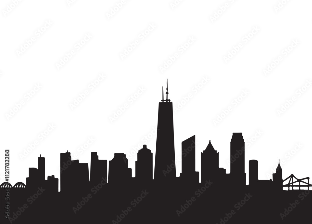 Fototapeta premium A black colour city silhouette vector design