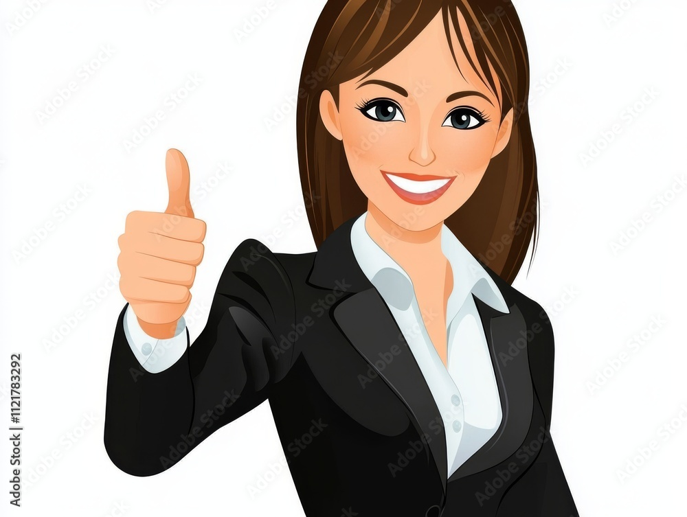 Confident Businesswoman with Thumbs Up Gesture Confident Businesswoman with Thumbs Up Gesture