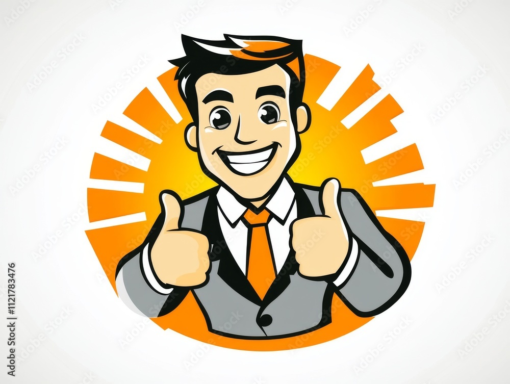 Happy Businessman in Stylish Attire with Thumbs Up Happy Businessman in Stylish Attire with Thumbs Up