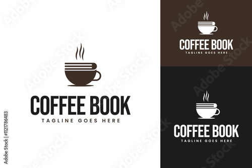 Coffee and book logo design for cozy cafes and literary gathering spaces concept vector symbol illustration