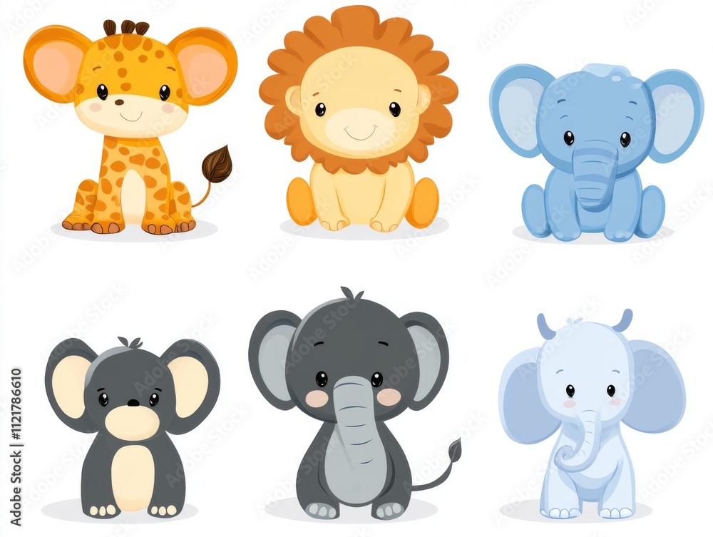 Obraz premium Cute Cartoon Animal Vector Pack for Kids