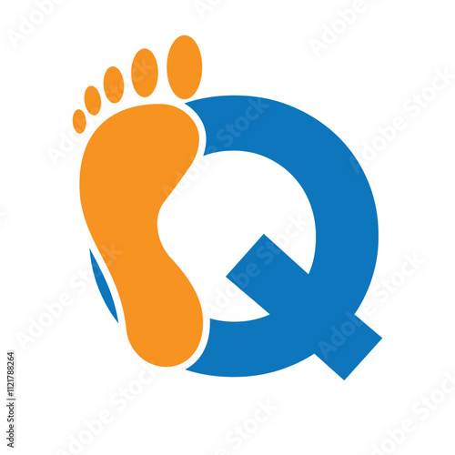 Initial Letter Q Foot Logo Design Concept For Step Symbol Vector Sign