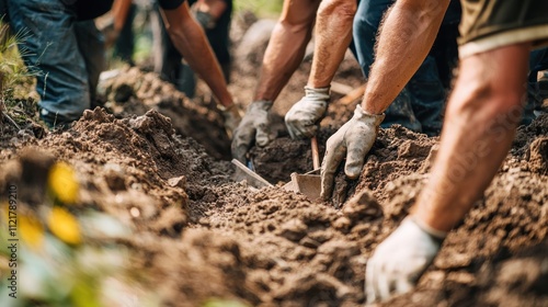 Wallpaper Mural A team of archaeologists excavates an ancient site, carefully digging through layers of earth to uncover long-buried artifacts and relics Torontodigital.ca