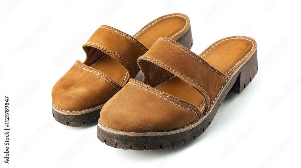 custom made wallpaper toronto digitalStylish brown suede leather summer clogs for women with a comfortable design on a clean white background