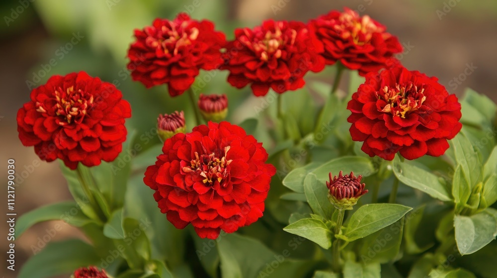 Vibrant red flowers blooming in a home garden showcasing rich petals and lush green foliage in soft natural light Vibrant red flowers blooming in a home garden showcasing rich petals and lush green foliage in soft natural light
