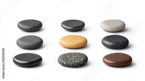 Polishing stones collection featured on a neutral background for arts and crafts or spa therapy use