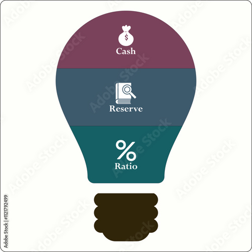 CRR - Cash Reserve Ratio acronym. Infographic template with icons and description placeholder