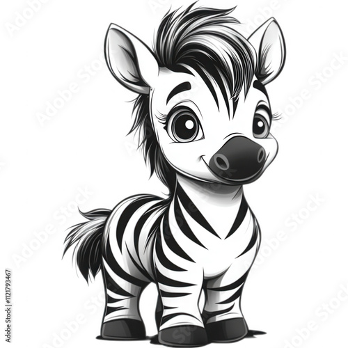 Cartoon Zebra Character with Friendly Expression - Vibrant, Child-friendly Stock Image