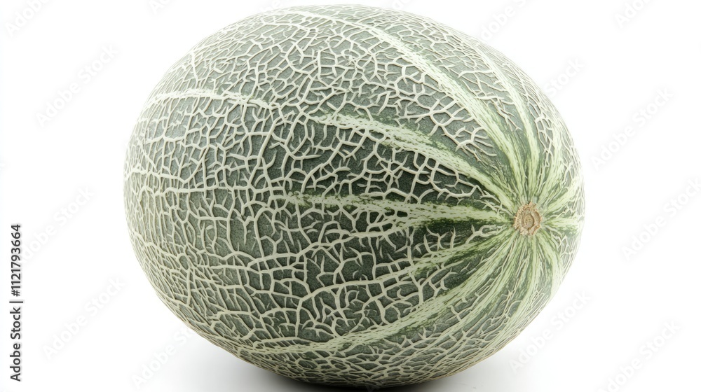 Fresh melon with textured skin isolated on white background highlighting its natural beauty and sweet appeal for culinary and health concepts Fresh melon with textured skin isolated on white background highlighting its natural beauty and sweet appeal for culinary and health concepts