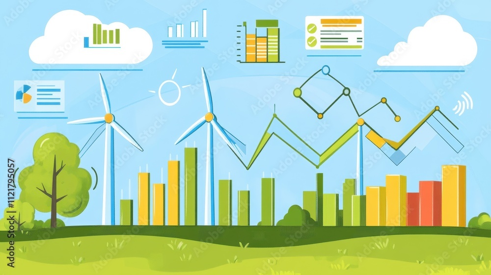 Fototapeta premium Renewable Energy and Data Visualization Landscape