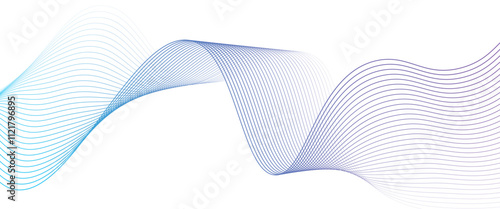 Abstract blue purple gradient flowing wave lines on white background. Modern colorful wavy lines pattern design element. Suit for poster, website, banner, presentation, cover, brochure, flyer, header