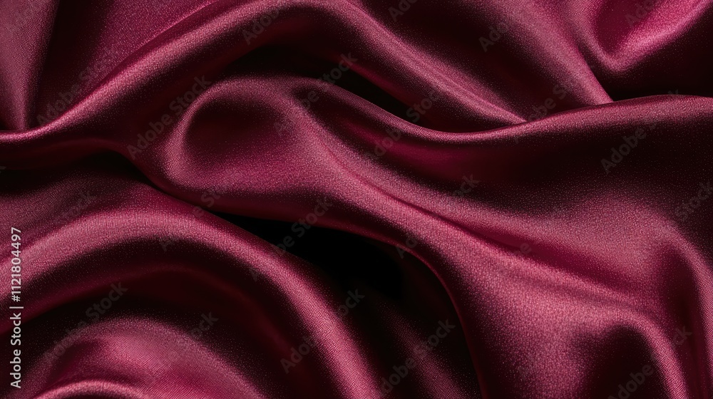 Fototapeta premium Luxury deep red satin fabric texture with soft waves and elegant creases for sophisticated background designs and textile applications.