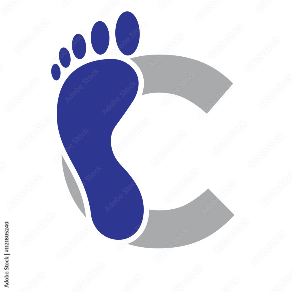 Initial Letter C Foot Logo Design Concept For Step Symbol Vector Sign Initial Letter C Foot Logo Design Concept For Step Symbol Vector Sign