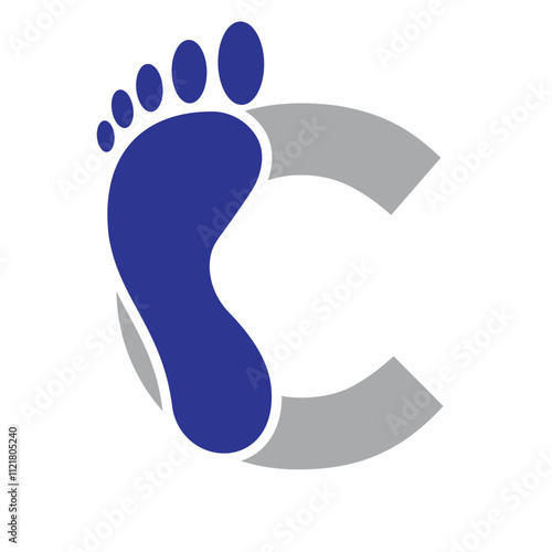 Initial Letter C Foot Logo Design Concept For Step Symbol Vector Sign