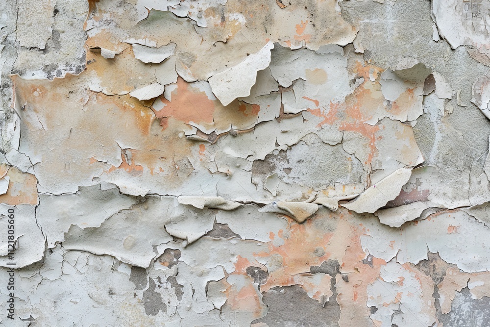 Detailed Close-up of a Textured Wall with Flaking Paint in Subtle Earthy Tones Highlighting Layers of Distress and Weathering in Urban Environments Detailed Close-up of a Textured Wall with Flaking Paint in Subtle Earthy Tones Highlighting Layers of Distress and Weathering in Urban Environments