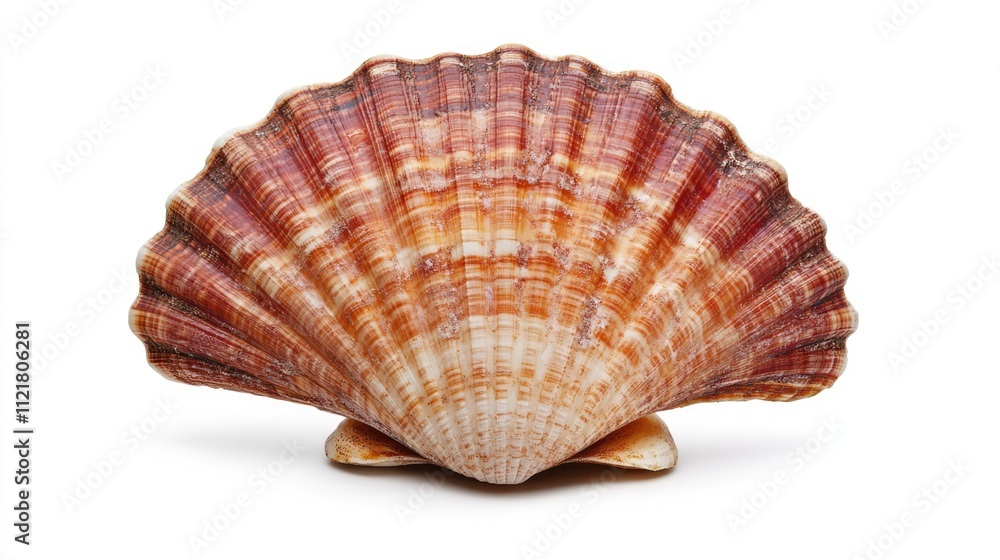 Seashell showcasing vibrant colors and intricate textures against a clean white background for artistic and natural theme designs Seashell showcasing vibrant colors and intricate textures against a clean white background for artistic and natural theme designs