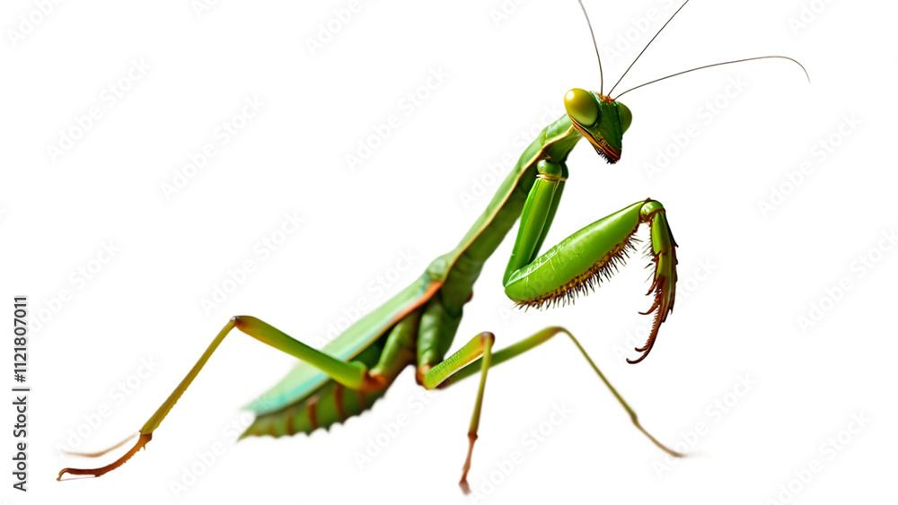 PNG of a Striking Green Praying Mantis on Transparent Background PNG of a Striking Green Praying Mantis on Transparent Background