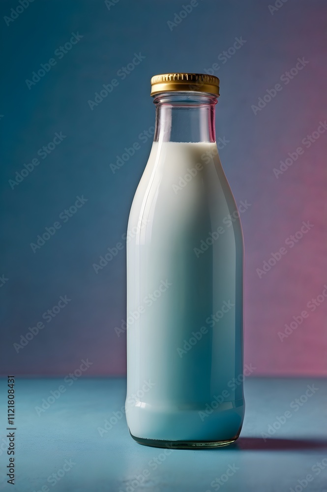 Bottle of tasty milk on light table Bottle of tasty milk on light table