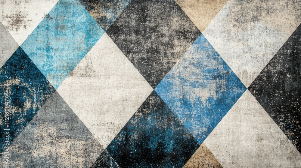 Multicolor Grunge Silk Fabric Texture with Oblong Rhombus Pattern for Creative Design and Project Accents in Blue Azure Beige and Gray Multicolor Grunge Silk Fabric Texture with Oblong Rhombus Pattern for Creative Design and Project Accents in Blue Azure Beige and Gray