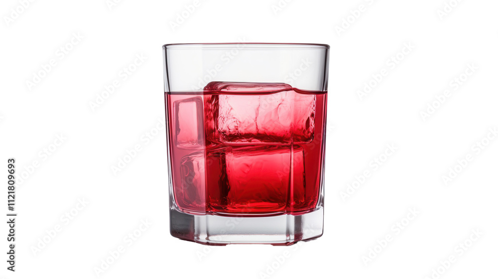 Refreshing Red Cranberry Juice Drink with Ice Cubes in Glass Refreshing Red Cranberry Juice Drink with Ice Cubes in Glass