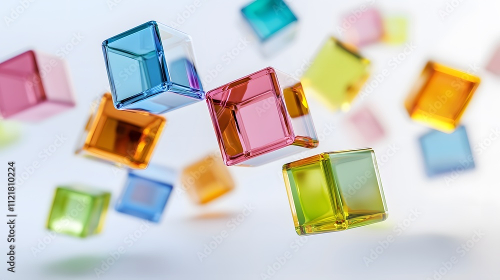 A conceptual representation of segmentation as floating transparent cubes, each with unique colors. A conceptual representation of segmentation as floating transparent cubes, each with unique colors.