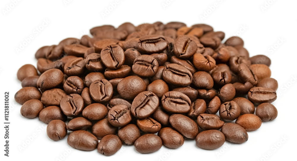 Fototapeta premium Coffee beans set isolated on white background and texture,