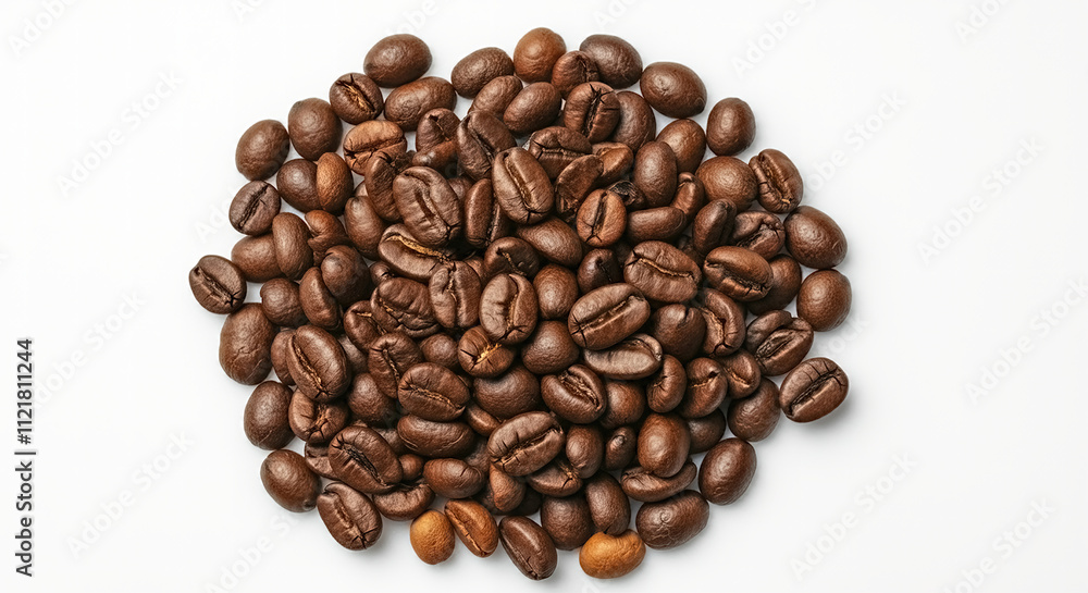 Coffee beans set isolated on white background and texture, top view Coffee beans set isolated on white background and texture, top view