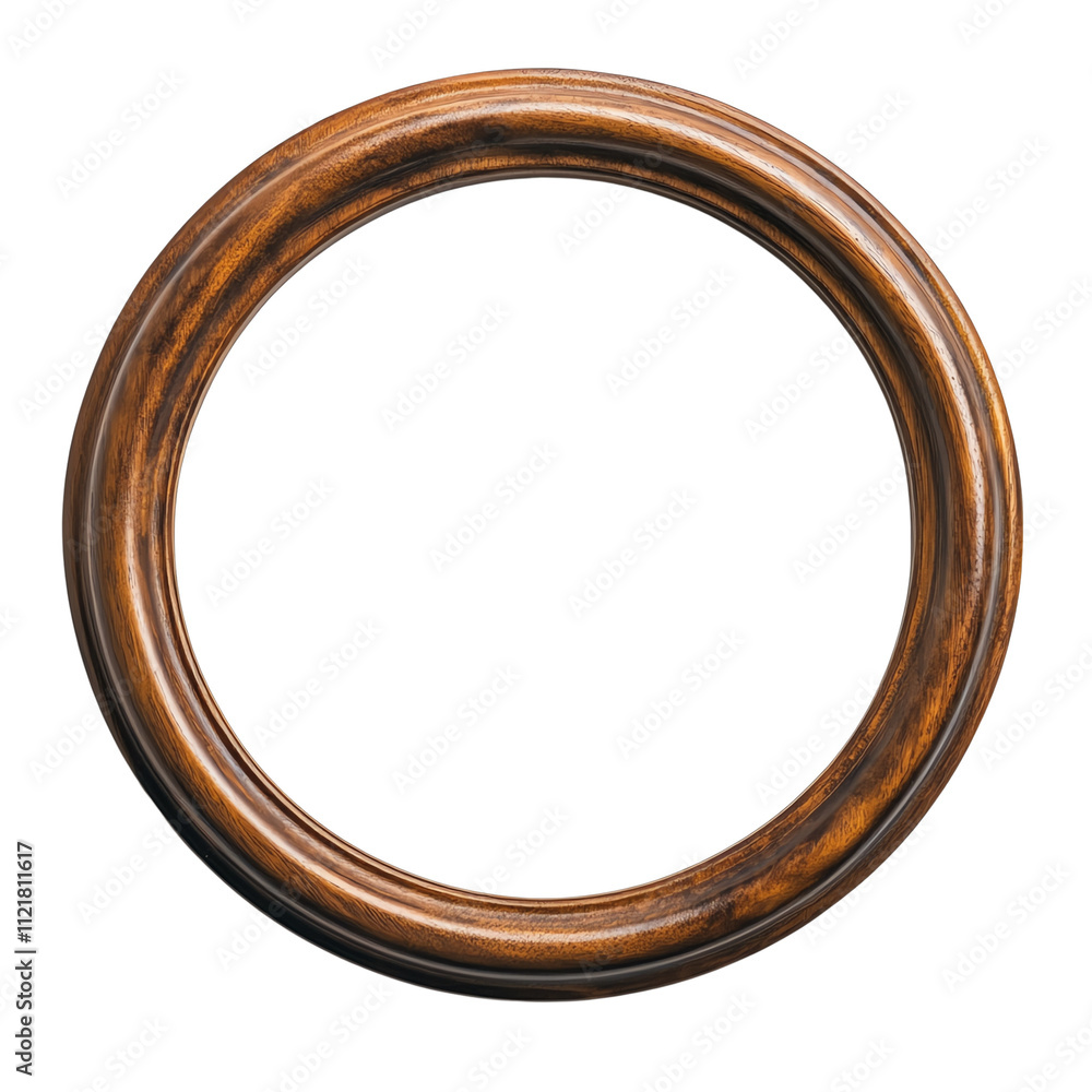 Round wooden frame isolated on white background, perfect for artwork, photo display, or decorative purposes. High-resolution stock photo. Round wooden frame isolated on white background, perfect for artwork, photo display, or decorative purposes. High-resolution stock photo.