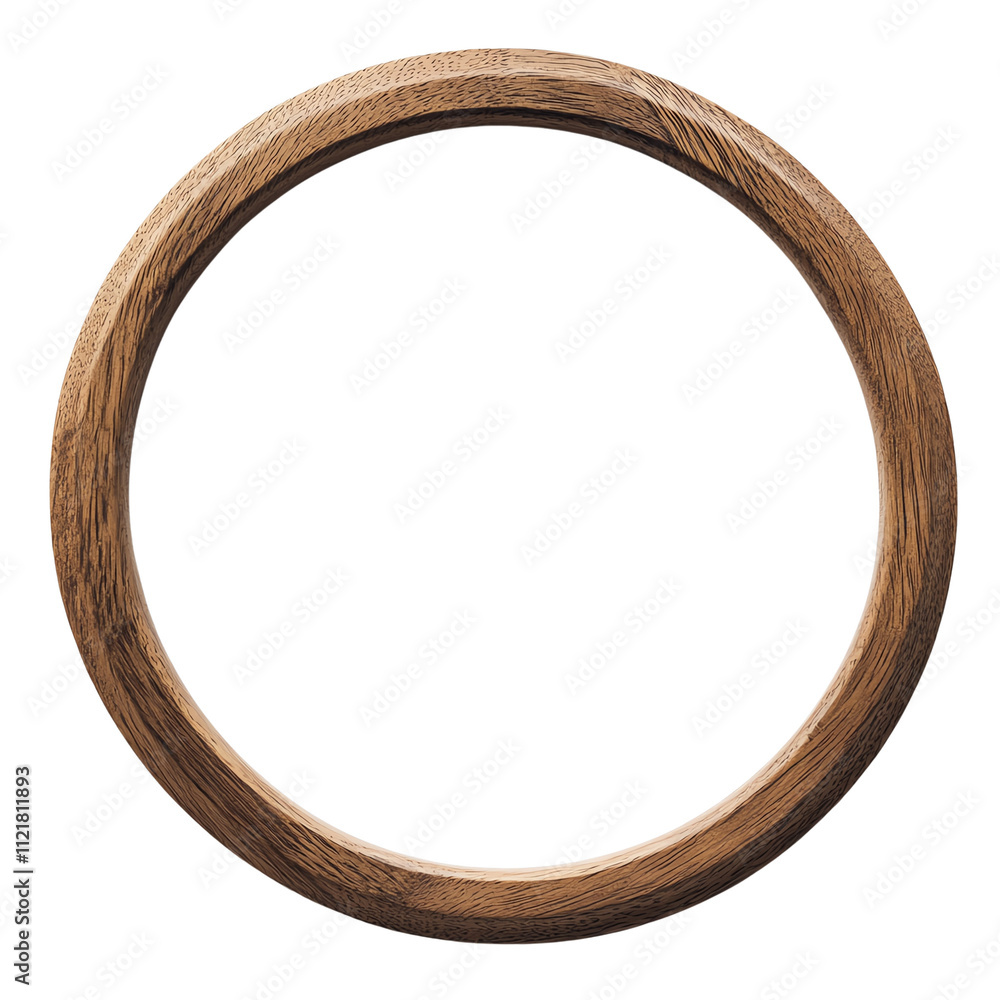 Circular wooden frame isolated on white background. Perfect for various design and craft projects, adding a rustic touch. Circular wooden frame isolated on white background. Perfect for various design and craft projects, adding a rustic touch.