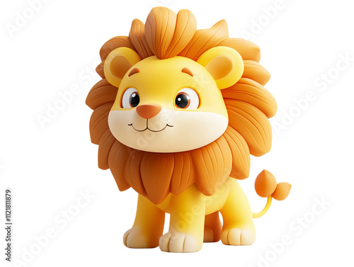 A cute, cartoonish lion character with a large, orange mane and an expressive face, designed in a playful, vibrant style on transparent background. photo