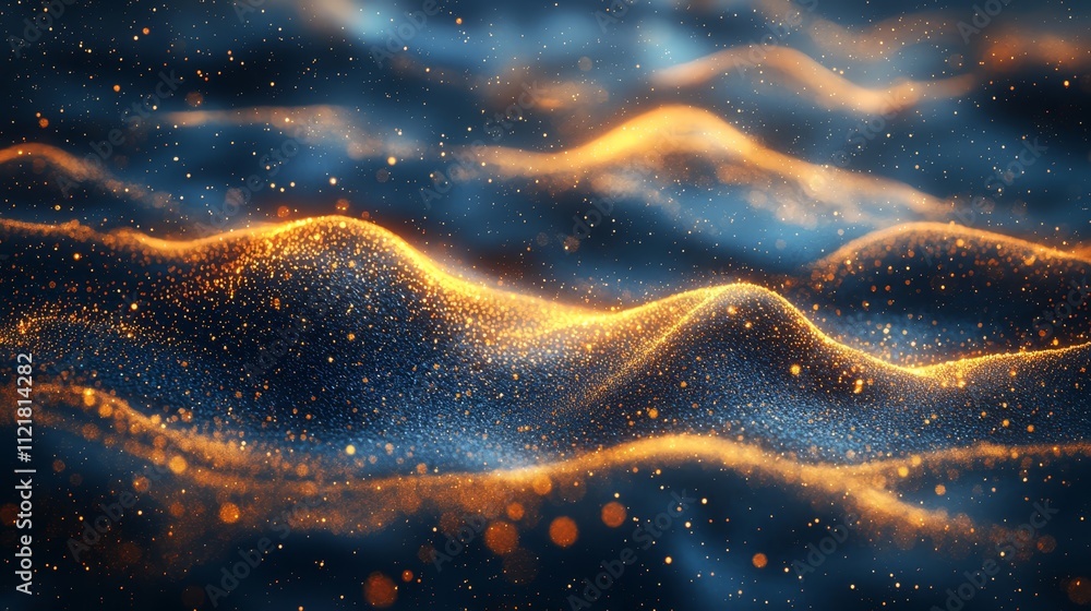 a blue and gold abstract background with waves and stars a blue and gold abstract background with waves and stars