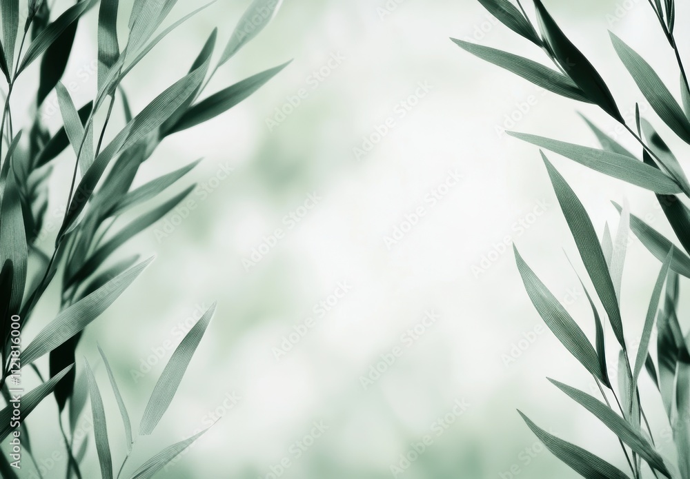 Obraz premium 自然の中での柔らかい光が差し込む葉の背景
