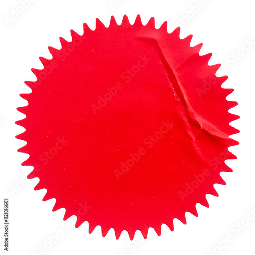 Transparent png of Red Circular Seal with Serrated Edges on a White Background