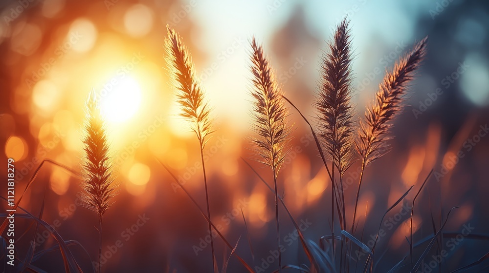a close up of some tall grass with the sun in the background a close up of some tall grass with the sun in the background
