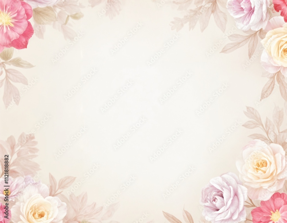 Obraz premium Vintage Pastel Gradient Background with Floral Border Design