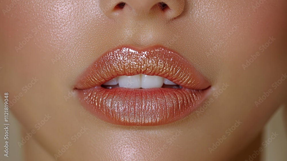 Fototapeta premium a close up of a woman's lips with glitter on them