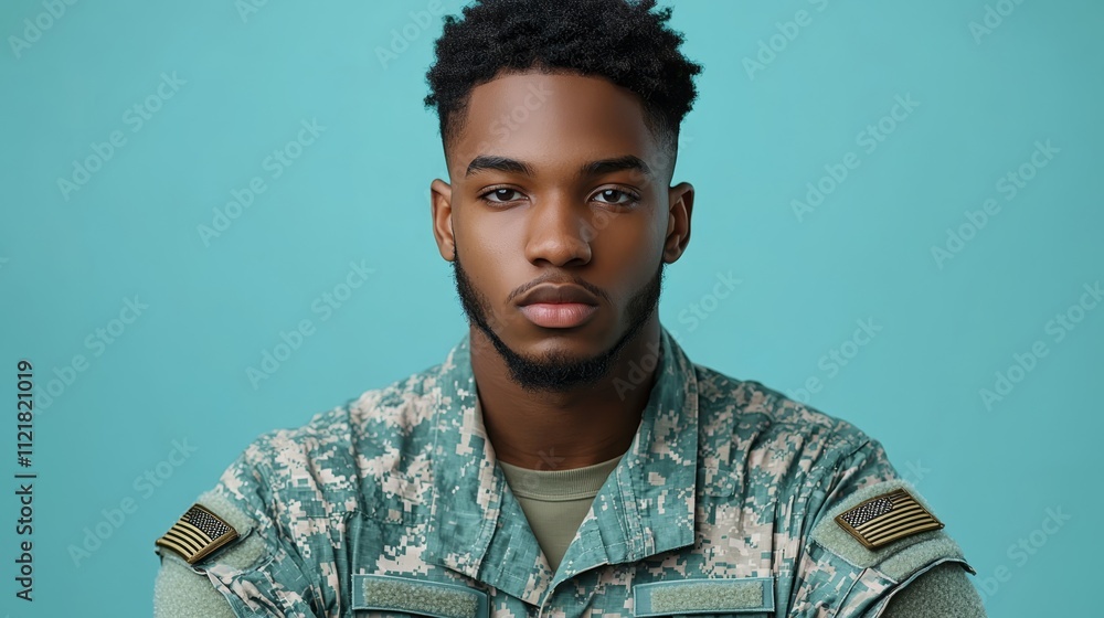 Obraz premium A man in a military uniform poses for a portrait