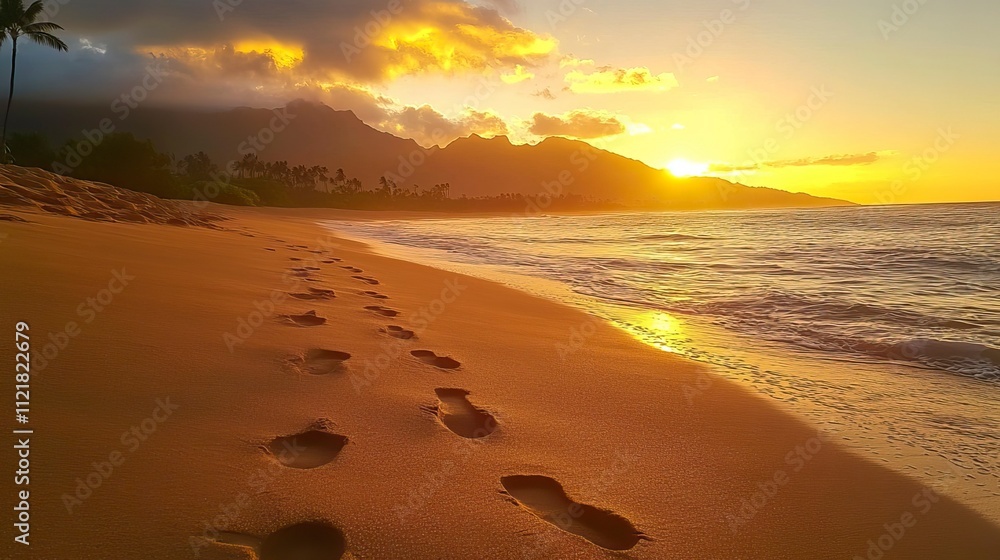 Footprints on the Sand at Sunrise for New Year Inspiration, Fresh Start and Sunrise Themes, New Year's day, New Year's Eve
Footprints on the Sand at Sunrise for New Year Inspiration, Fresh Start and Sunrise Themes, New Year's day, New Year's Eve