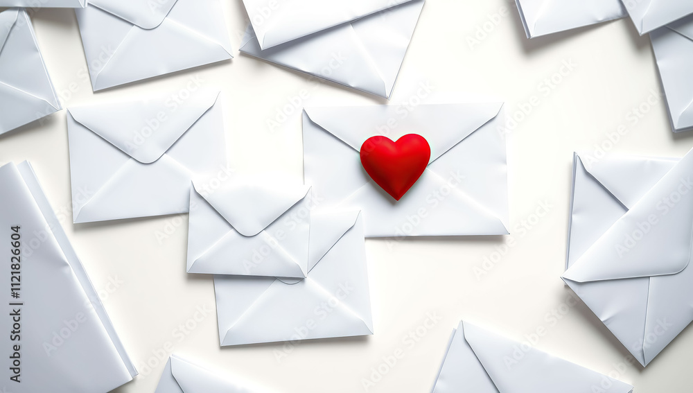 Envelope, red hearts, card. Generative AI Envelope, red hearts, card. Generative AI