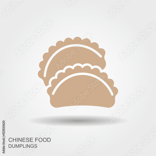 Chinese jiaozi steamed dumplings in flat style. Isolated vector asian food chinese gyoza illustrations