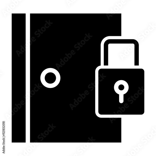 Door Lock Vector Line Icon Design