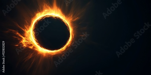 A fiery circle on black background. photo