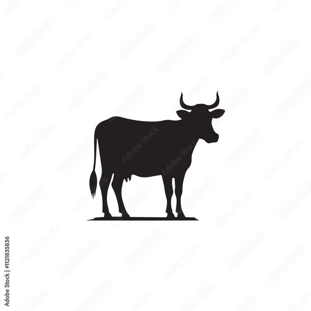 Creative Cow and Face silhouette vector Style with white background Creative Cow and Face silhouette vector Style with white background