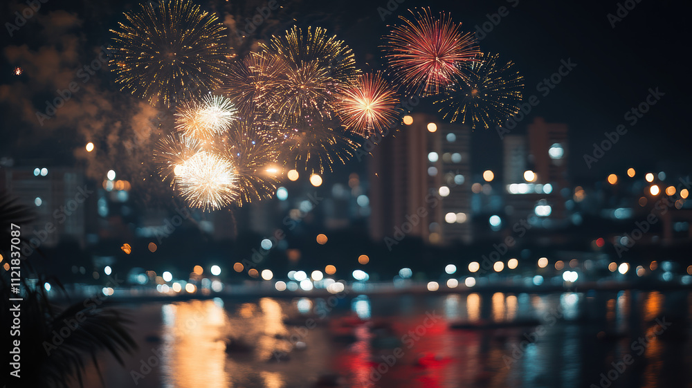 Obraz premium Fireworks creating a celebration atmosphere at night