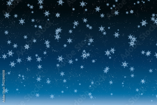 A snowy night sky with snowflakes winter background 