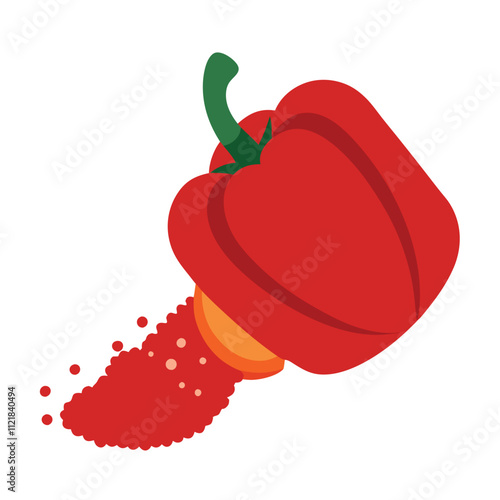 Red Bell Pepper Spilling Seeds Vector Illustration